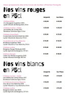 Carte et menu de À la Folie Pizzeria à Saint Medard en Jalles — Les vins rouges et vins blancs