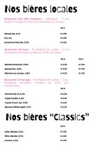 Carte et menu de À la Folie Pizzeria à Saint Medard en Jalles — Les bières