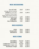 Menu Illico Presto Pizza - les boissons