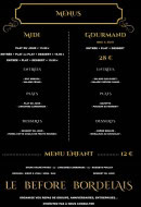 Menu Le Before Bordelais - Les menus