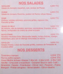 Menu Pizz et Pat - Les salades et desserts