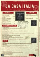 Carte et menu de Casa Italia à Sainte Foy la Grande — Antipasti, contorni, trattoria,...