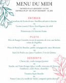 Carte et menu de La Brasserie Foch à Lesparre Medoc — Le menu du midi