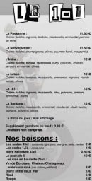 Menu Le 101 - Les pizzas suite et boissons