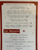 Menu L'Auberge des Officiers - Les desserts