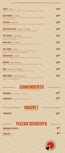 Menu La Cabane Pizza - Les pizzas suite, camemberts et pizzas dessrtes