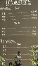 Carte et menu de La Cabane des Jaud à Gujan Mestras — Les huitres