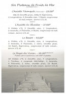 Menu Les Viviers - Les plateaux de fruits de mer