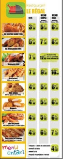 Menu Le Régal - Menus