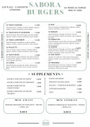 Menu Sabora Burgers - Les burgers et menus