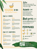 Menu Heiko - Poké bowl - Pokés bowls , sides, formules,...