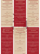 Carte et menu de L'auberge du bourg à Cabanac et Villagrains — Un exemple de menu du semaine