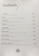 Menu Villa Costes - Cocktails