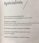 Menu Villa Costes - Spécialités