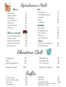 Menu Eden Garden - Les spiritueux, shooters et softs