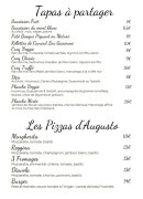 Menu Eden Garden - Les tapas à partager et pizzas d’Augusto