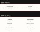 Menu Le 15 lounge - Les vins rosés et vins blancs
