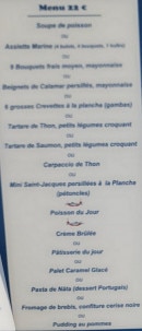 Carte et menu de Marinheiro à Vendays Montalivet — Menu 22€