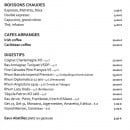 Carte et menu de L'auberge Du Bassin à Lege Cap Ferret — boissons chaudes, digestifs