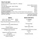 Carte et menu de L'auberge Du Bassin à Lege Cap Ferret — fruits de mer, menus