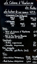 Carte et menu de La Cabane D'Hortense - Les Youkas - à Cap Ferret — Exemple de menu