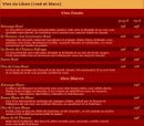 Menu Al Manara - Les vins blanc et rosé de Liban 