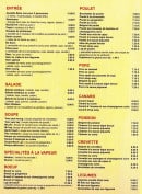 Menu Bane Lao - Entrées, salades, soupes...