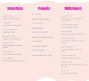 Menu Bloom and Cake's - Les smoothies, frappés et milkshakes