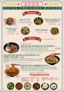 Menu Chunxi le coin nouilles - Les entrées et plats