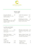 Menu Comptoir Naturo - Petit déjeuner