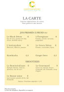 Menu Comptoir Naturo - Jus pressés à froid et smoothies