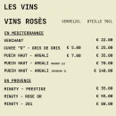 Menu Coyot Bar - Les vins rosés