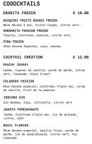 Menu Coyot Bar - Les granitas frozen et cocktails  créations