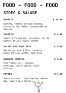 Menu Coyot Bar - Sides et salades