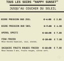 Menu Coyot Bar - Tous les soirs