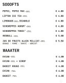 Menu Coyot Bar - Les softs et waters