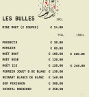 Menu Coyot Bar - Les bulles