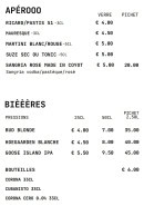 Menu Coyot Bar - Les apéros et bières