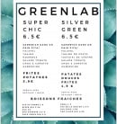 Menu Green Lab - sandwiches, boissons