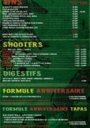 Menu Jungle Pub - Les vins, shooters, digestifs et formules