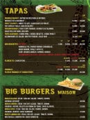 Menu Jungle Pub - Les tapas et big burgers