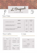 Menu L'Original - Boissons suite