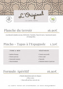 Menu L'Original - Carte tapas