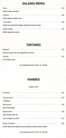 Menu La Cachette - Les salades, viandes et tartares, ...