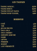 Menu La couscoussiere - Les tagines et boissons