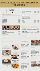 Menu Le Comptoir - Les softs, boissons chaudes et desserts