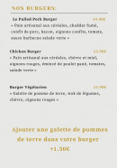 Menu Le Comptoir - Les burgers