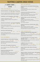 Menu Le Comptoir - Carte des vins