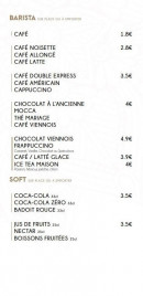 Menu Le Guru - Les baristas et softs