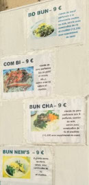 Menu Nguyen Thi Kim Yen - Un extrait de la carte